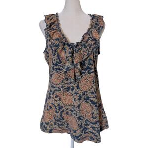 Ralph Lauren Jeans Co Paisley Floral Ruffle Top Large